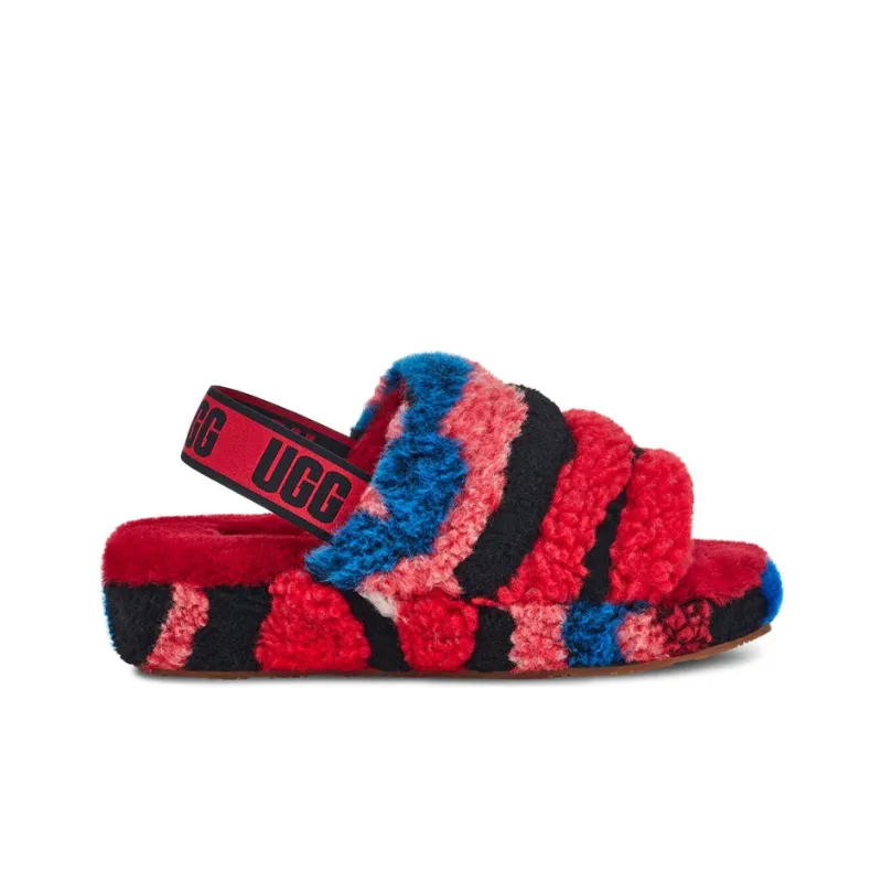 UGG Fluff Yeah Slide Cali Collage Red Women's-1