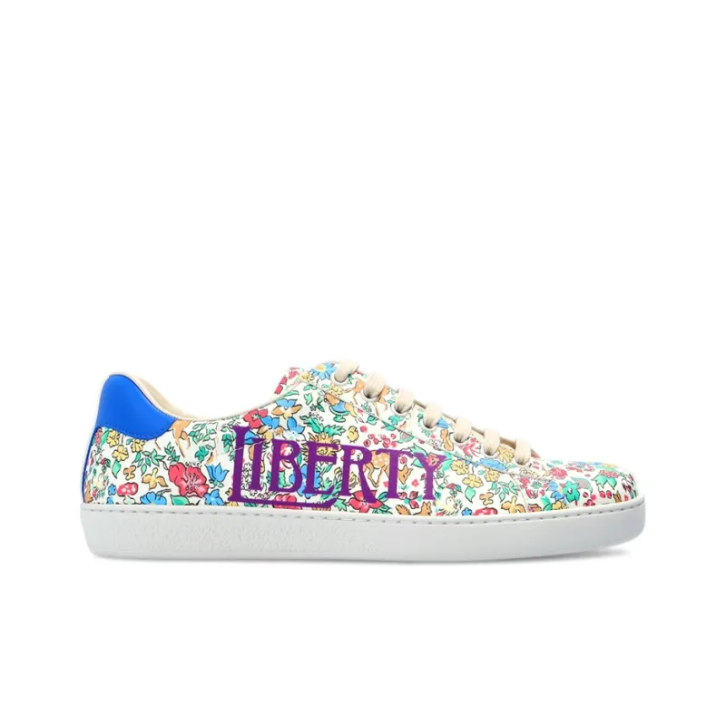 Liberty Of London x GUCCI ACE Stylish Skateboarding Shoes Women's Multicolor-1