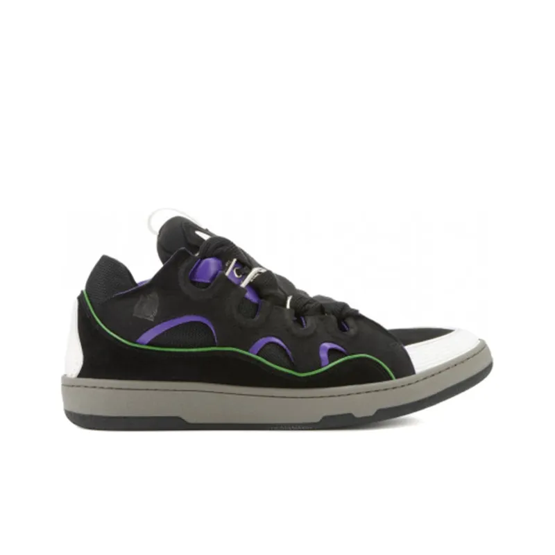 Lanvin Leather Curb Black Purple-1