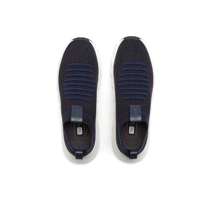 Zegna Techmerino Slip Resistant Lightweight Breathable Cushioning Low Top Casual Shoes Men's Marine Blue-3