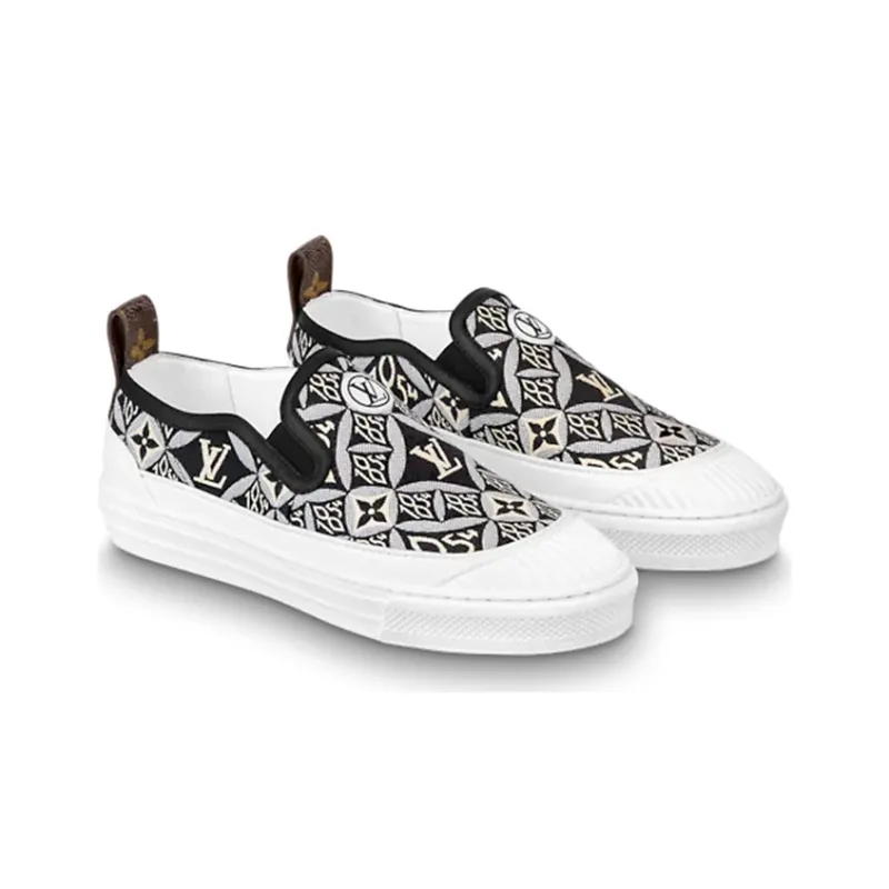 LOUIS VUITTON Playtime Slip On Shoes 'Black White Monogram' Women's-2