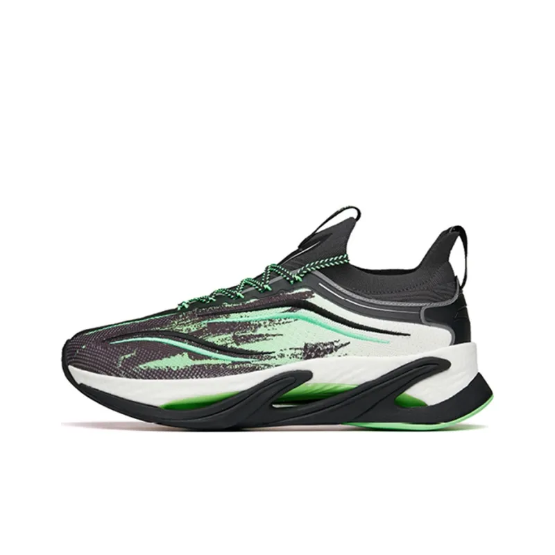 Anta Running Collection Cushioned Anti Slip And Wear Resistant Lightweight Low Top Running Shoes Men's Gray Green White-0