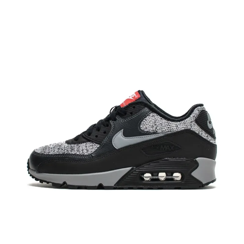 Nike Air Max 90 Cushioning Anti Slip And Wear Resistant Low Top Running Shoes Men's Black Gray Red-0