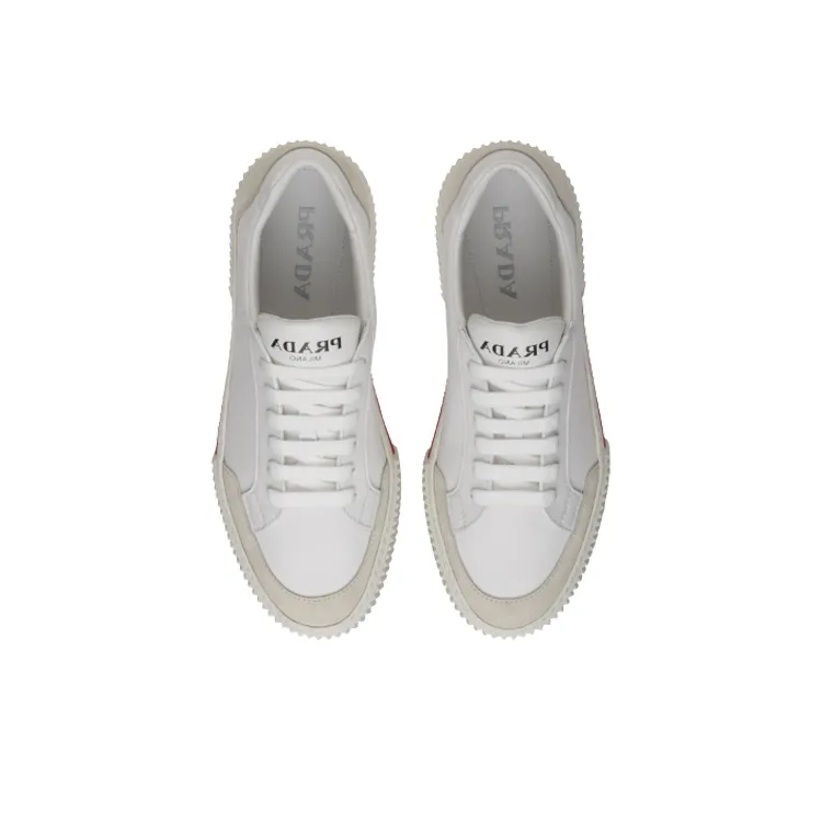 PRADA Stylish Skateboarding Shoes Men's White Red-2