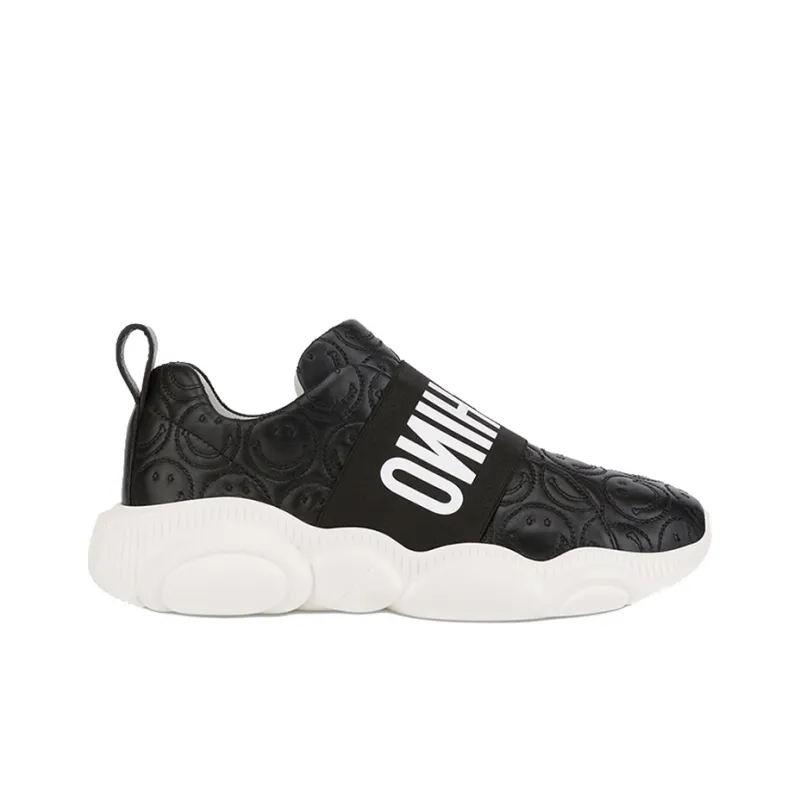 MOSCHINO Low Top Sports Casual Shoes Women's Black White-1