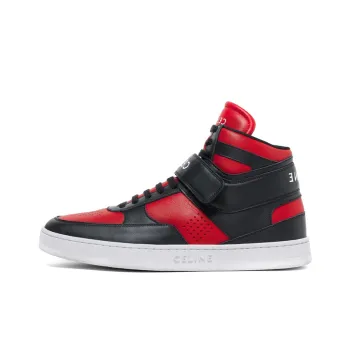 CELINE CT 03 Leather High Top Sneakers Red Black