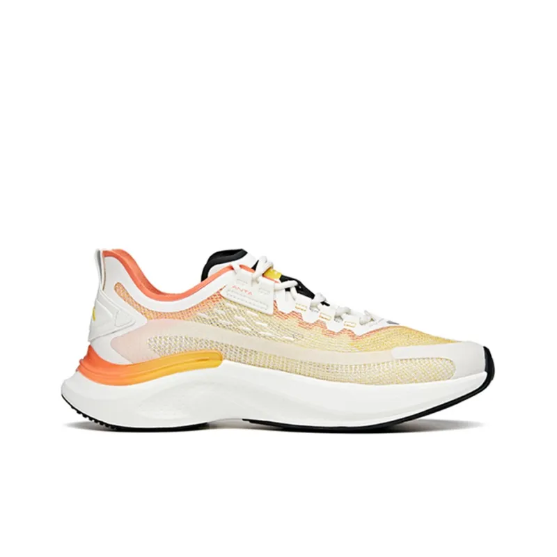 Anta Fast Cushioned Slip-Resistant Abrasion-Resistant Low-Top Running Shoes Men's White Orange-1