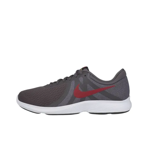 Nike REVOLUTION 4 Running Shoes Men Low-Top Gray/Red