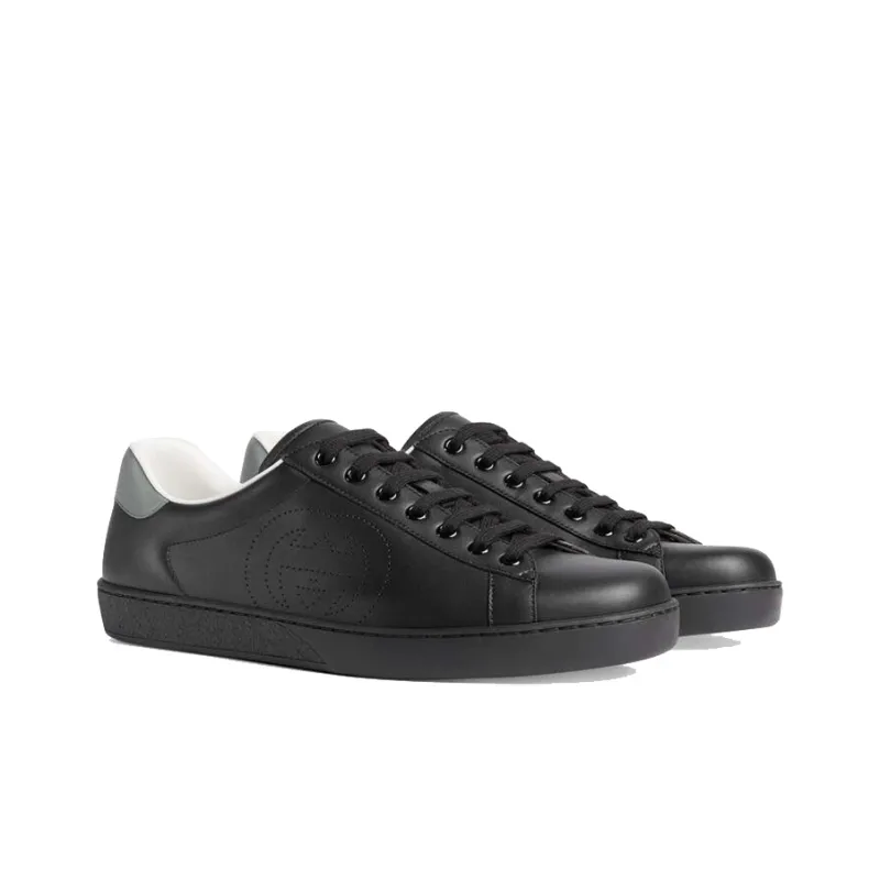 GUCCI Ace Perforated Interlocking G Black-1