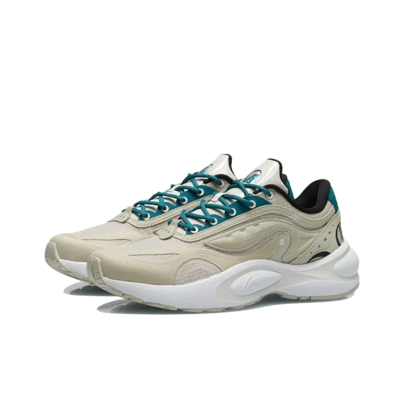 LiNing V8 Cushioning Wear-Resistant Low-Top Running Shoes Men's Gray White-2