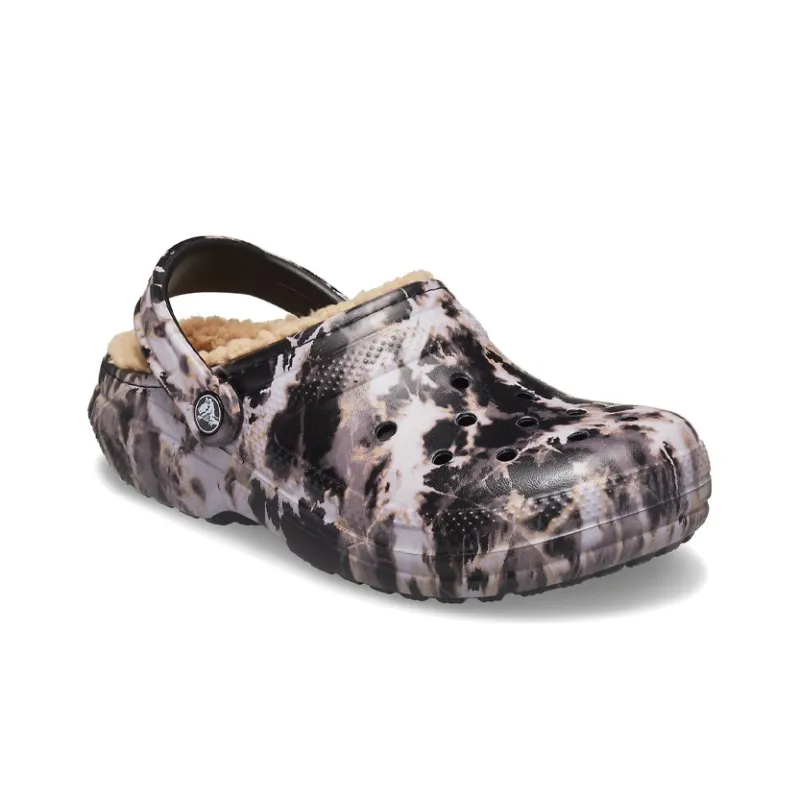 Crocs Classic Lined Bleach Dye Clogs 'Black White Beige'-2