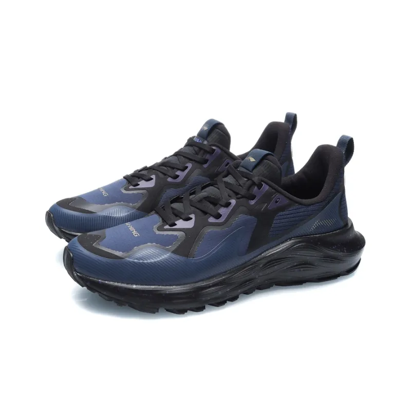 LiNing Cloud Shield Cushioned Anti Slip Wear Resistant Lightweight Breathable Low Top Running Shoes Men's Blue Black-2