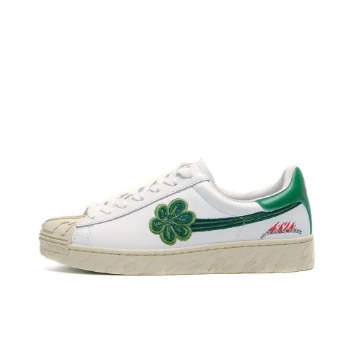 Acupuncture Skateboard Shoes Unisex Low-Top White With Green Accents