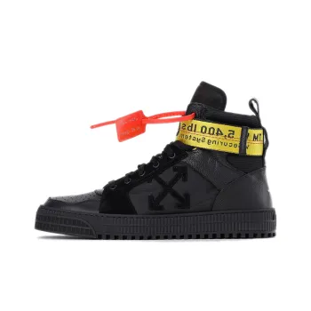 OFF WHITE Industrial High Top Stylish Skateboarding Shoes Men's Black