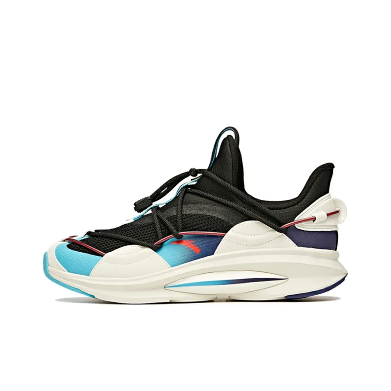 Anta Running Collection Anti-Slip Wear-Resistant Low-Top Running Shoes Black White Blue-0