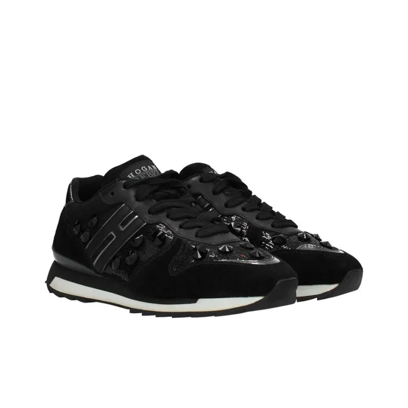 HOGAN Rebel Cushioned Wear-Resistant Lightweight Warm Low-Top Casual Shoes Women's Black-1