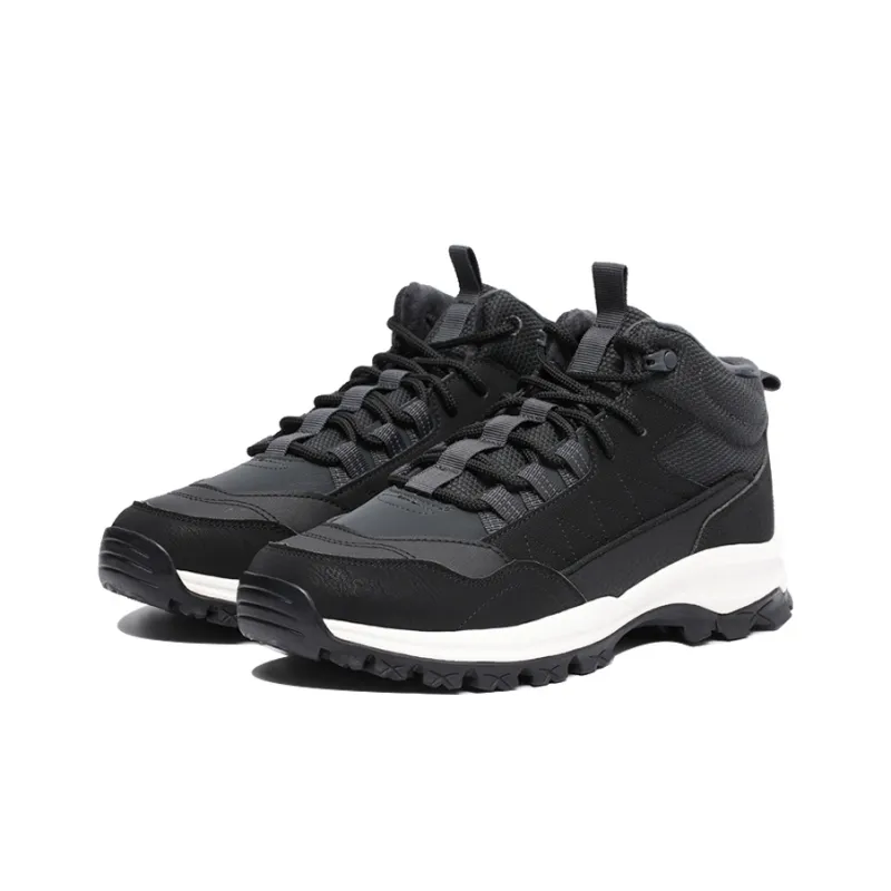 XTEP Cushioned Anti-Slip Wear-Resistant Breathable Lightweight Mid-Top Outdoor Shoes Men's Black Gray Color-1
