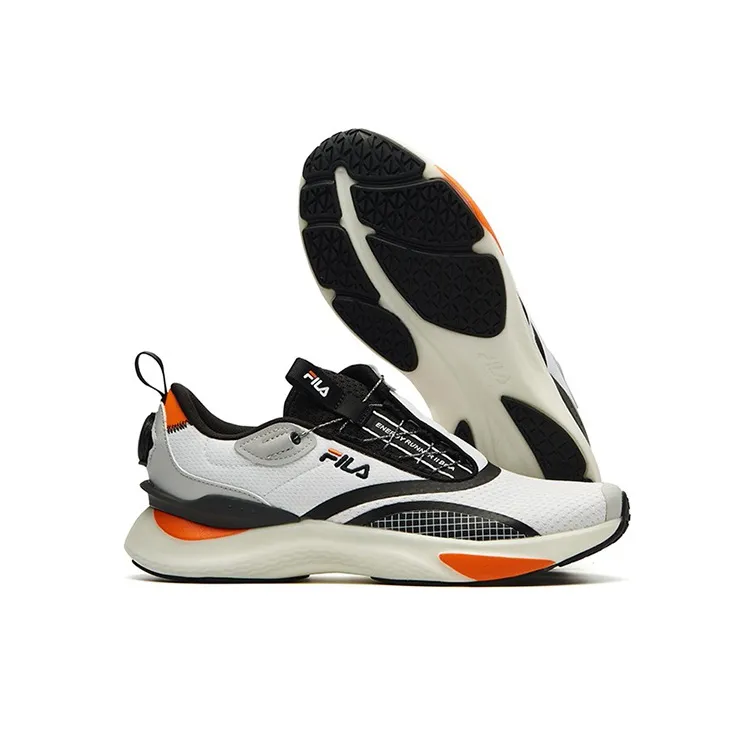 FILA Athletics Anti Slip And Wear Resistant Breathable Low Top Marathon Running Shoes Men's White Black Orange-5