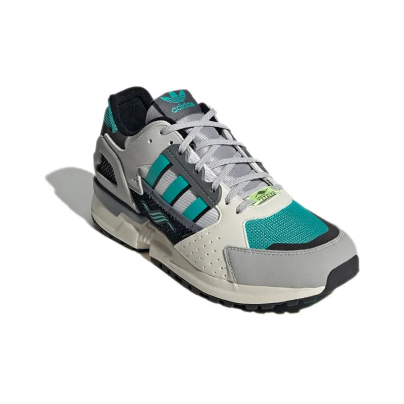 Adidas Originals ZX 10000 Wear-Resistant Slip-Resistant Low-Top Running Shoes Men's Gray Blue Patchwork-2