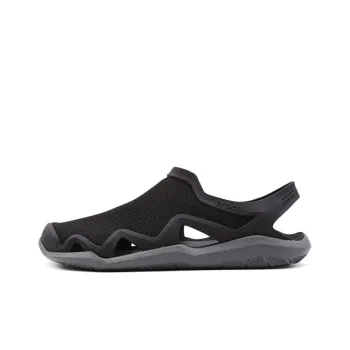 Crocs Swiftwater Wave Sandal Flats 'Black Grey'