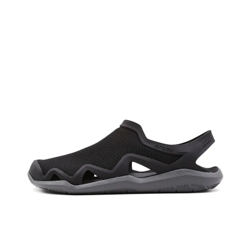 Crocs Swiftwater Wave Sandal Flats 'Black Grey'-0