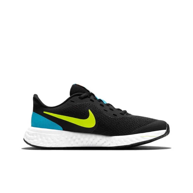 Nike REVOLUTION 5 Cushioning Anti Slip Wear Resistant Breathability Low Top Running Shoes Women's Black Yellow Blue-1