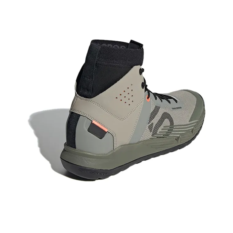 Adidas Five Ten Trailcross Trail Cross Wear-Resistant High-Top Trekking Shoes Men's Gray Green-3