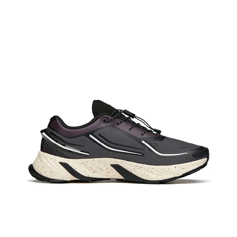 Anta Cushioned Slip-Resistant Abrasion-Resistant Low-Top Running Shoes Men's Gray Black Purple-1