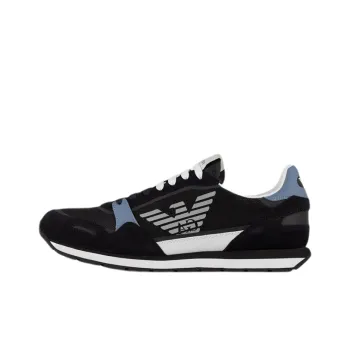EMPORIO ARMANI Cushioned Slip-Resistant Abrasion-Resistant Low-Top Casual Shoes Men's Black Blue