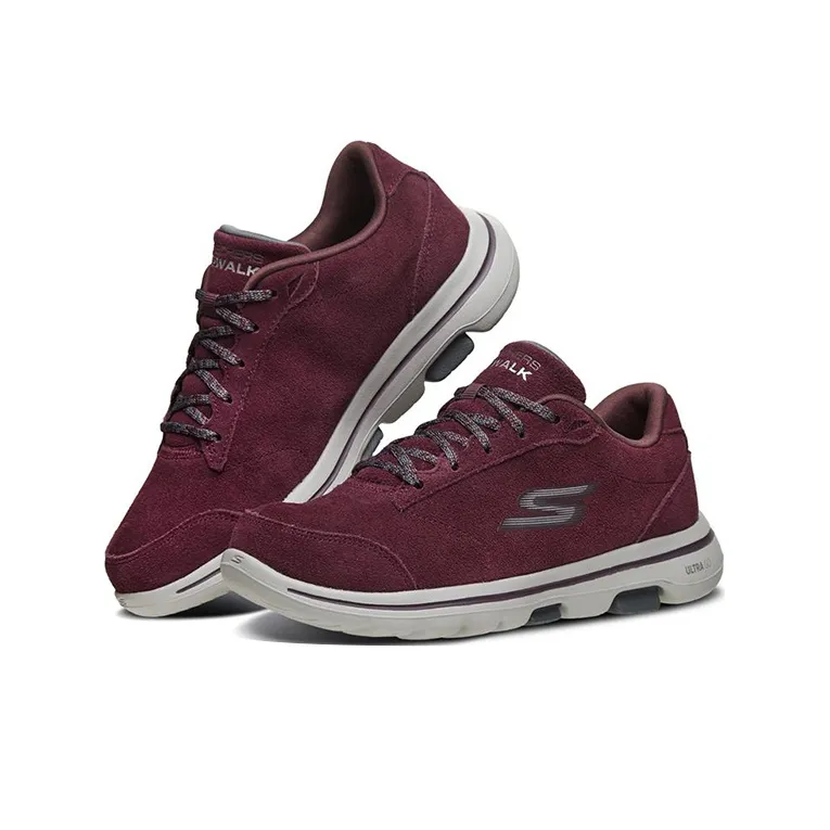Skechers Go Walk 5 Cushioned Slip Resistant Abrasion Resistant Low Top Casual Shoes Women's Burgundy-2
