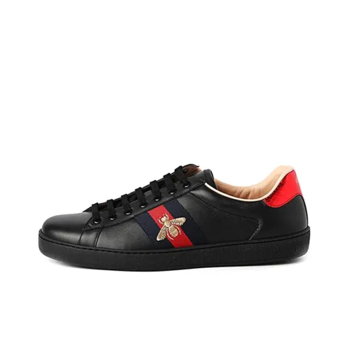 GUCCI Ace Black Bee Embroidered Sneakers