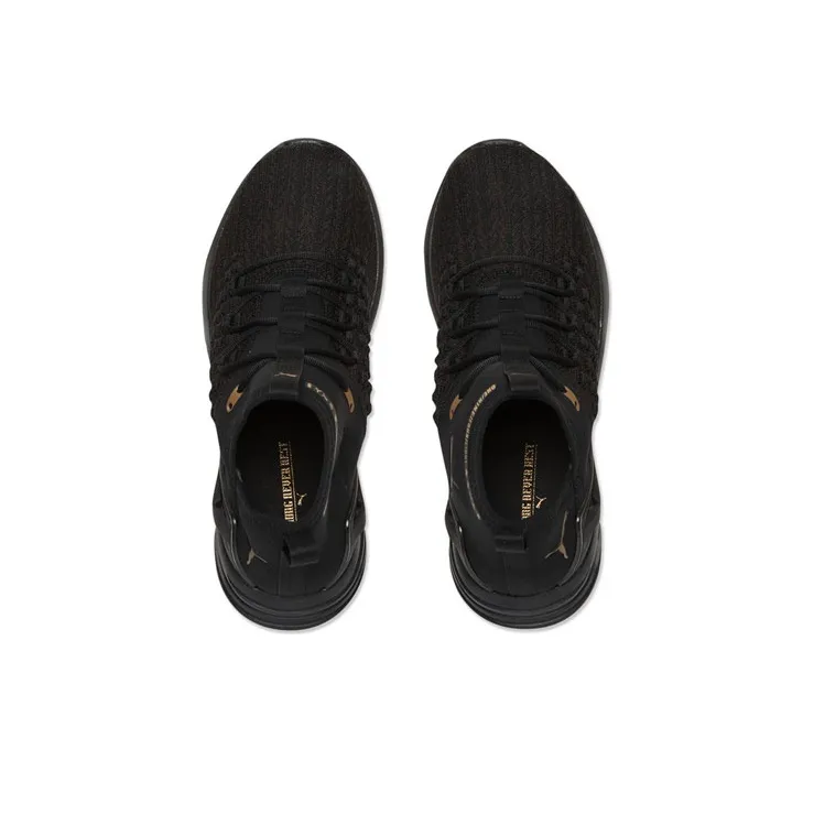 PUMA Fuse Mantra Fit Desert Cushioning Anti Slip And Wear Resistant Coverage Mid Top Running Shoes Men's Black Gold-3