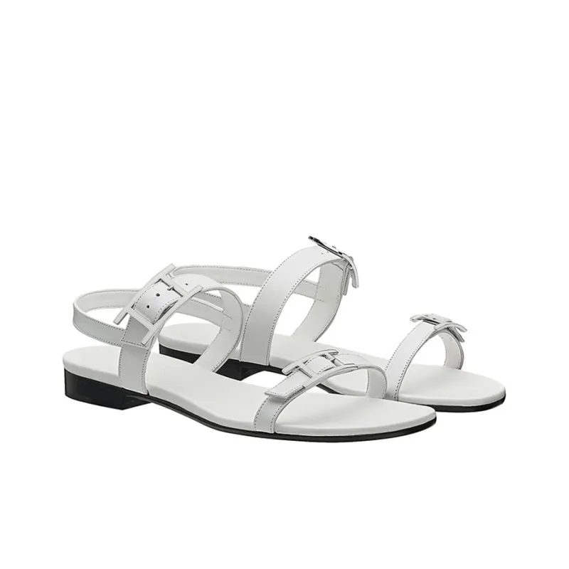HERMES Hapi Strap Sandals Women's White-3