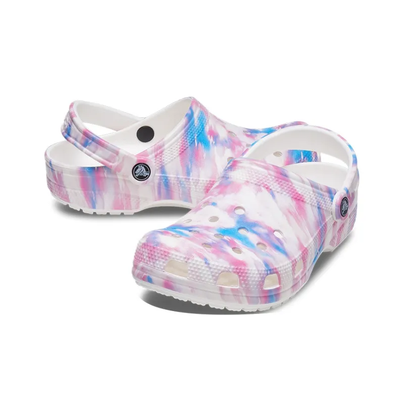 Crocs Classic Casual Unisex White Pink Blue Sandals 'White Pink Blue'-3