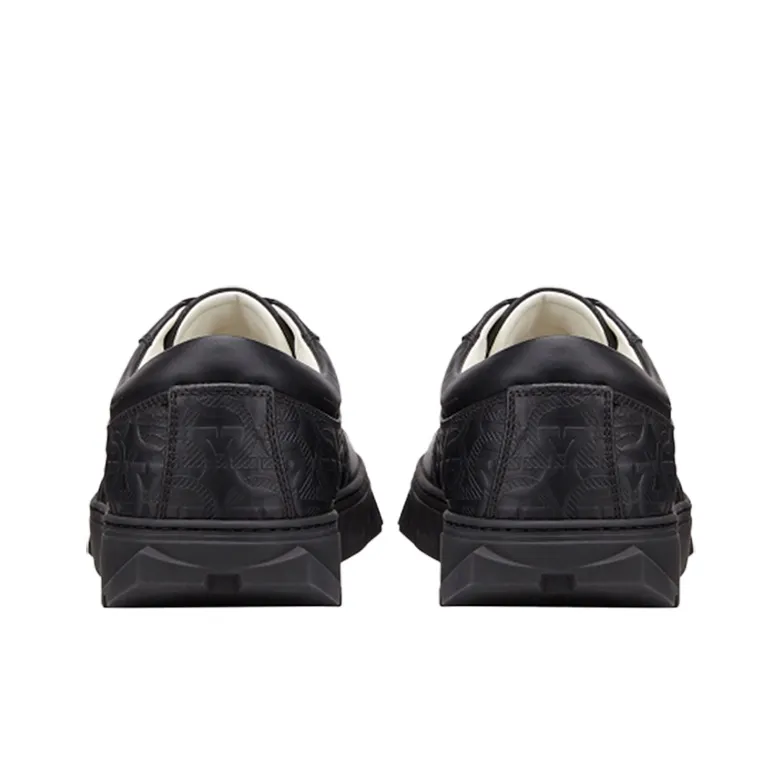 FERRAGAMO GANCINI Low Top Stylish Skateboarding Shoes Men's Black-4