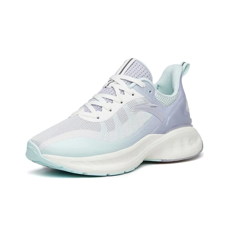 Anta Cushioning Anti Slip Wear Resistant Breathability Low Top Running Shoes Women's White Blue Gray-2