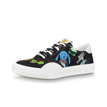 LOUIS VUITTON Ollie Low Top Stylish Skateboarding Shoes Men's Black And White Print