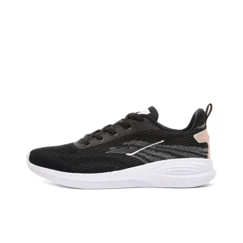 Erke Cushioning Breathable Abrasion Resistant Slip Resistant Low Top Casual Running Shoes Women's Black Pink