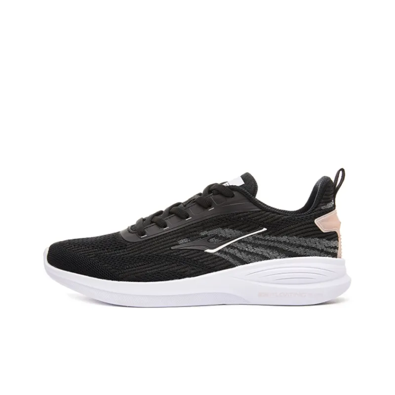 Erke Cushioning Breathable Abrasion Resistant Slip Resistant Low Top Casual Running Shoes Women's Black Pink-0