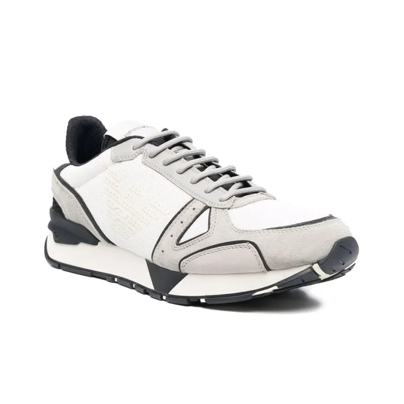 EMPORIO ARMANI Cushioning, Slip Resistant, And Abrasion Resistant Low Top Casual Shoes Men's White Gray-3
