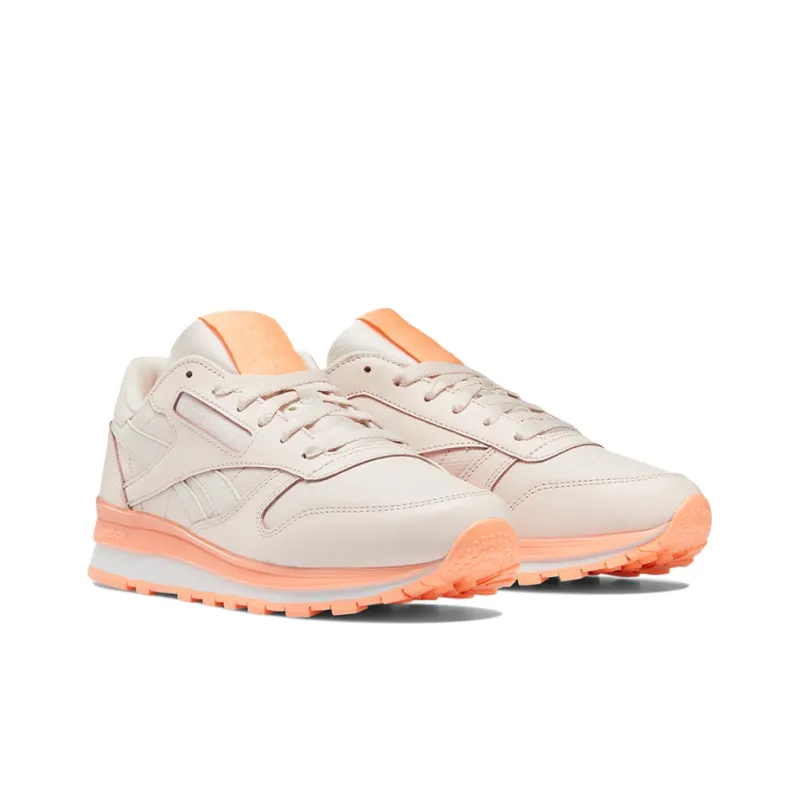 Reebok Classic Leather Running Shoes Women's Low-Top Coral Pink-2