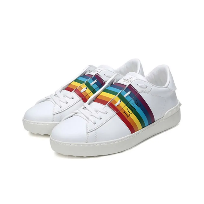 Valentino Open Low Top Stylish Skateboarding Shoes Men's Rainbow-2