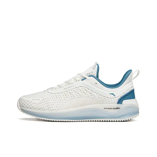 ANTA Running Shoes Men Low-Top Ivory White/Glossy Blue