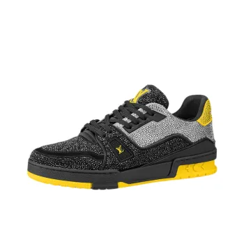 LOUIS VUITTON Lv Trainers 'Black Grey Yellow Crystals'