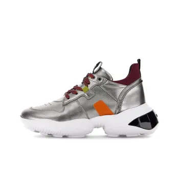 HOGAN Interaction Cushioning Anti Slip And Wear Resistant Low Top Casual Shoes Women's Silver