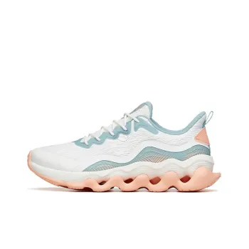 ANTA Running Shoes Women's Low Top Ivory White/Crab Shell Green/Light Rainbow Pink