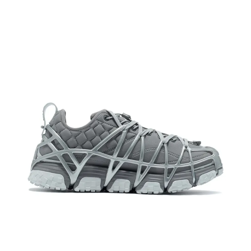 LiNing Cushioning Anti Slip Wear Resistant Coverage Support Lightweight Low Top Running Shoes Men's Shark Gray-1