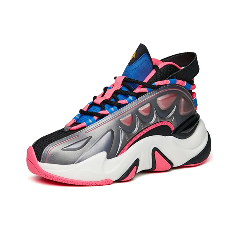 ANTA Casual Shoes Men Mid Top Black/Royal Blue/Fluorescent Digital Pink-2