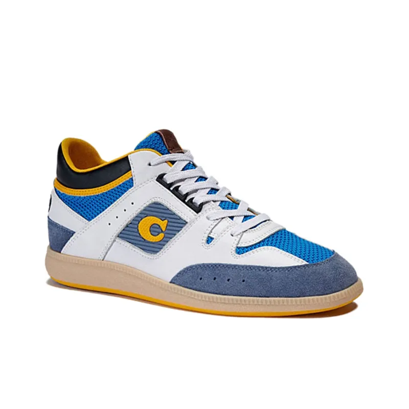 COACH Low Top Stylish Skateboarding Shoes Men's White Blue-2