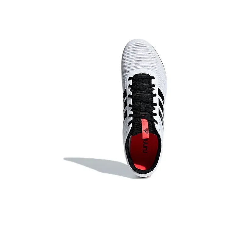 Adidas Distancestar Spikes Cushioned Wear Resistant Coverage Low Top Running Shoes Men's White Black-4